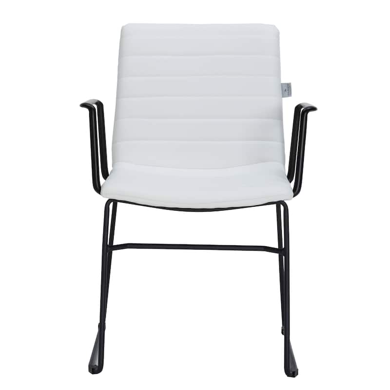 Zylar Ergonomic Guest Chair with Leather, Stainless Steel Base, High-Density Foam, Modern Design for Office or Waiting Room