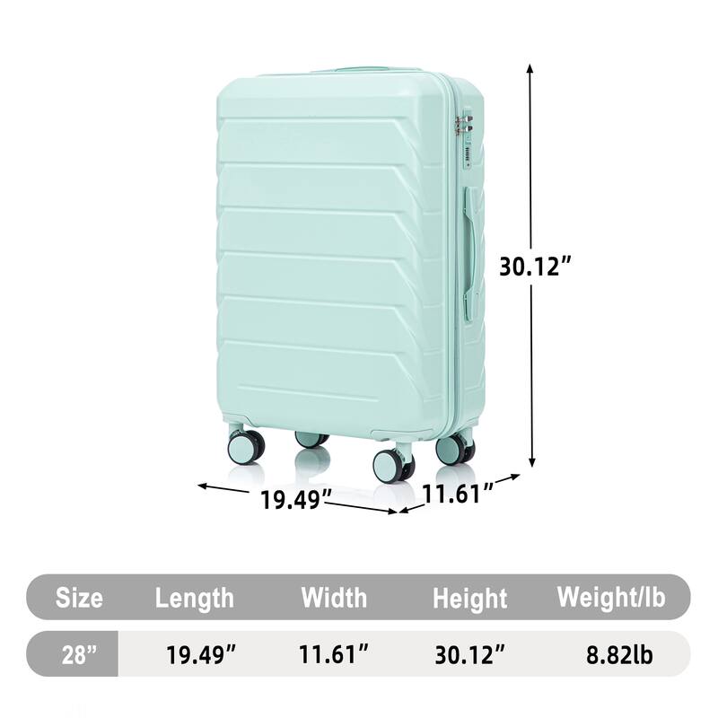 28 Inch Large Checked Luggage, Scratch Resistant Surface Four Multi-Directional Wheels, With Combination Lock and Side Hooks