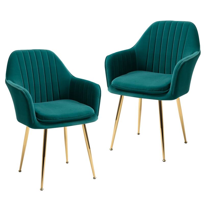 AVAWING Accent Arm Chairs Set of 2 Upholstered Velvet Dining Chairs