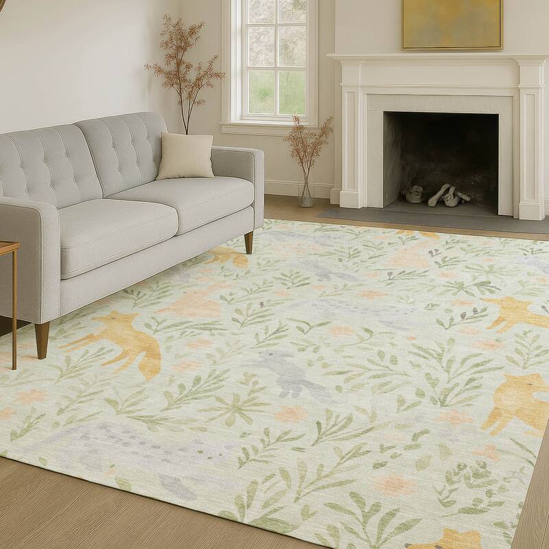 Machine Washable Indoor/ Outdoor Whimsy Foxy Chantille Rug