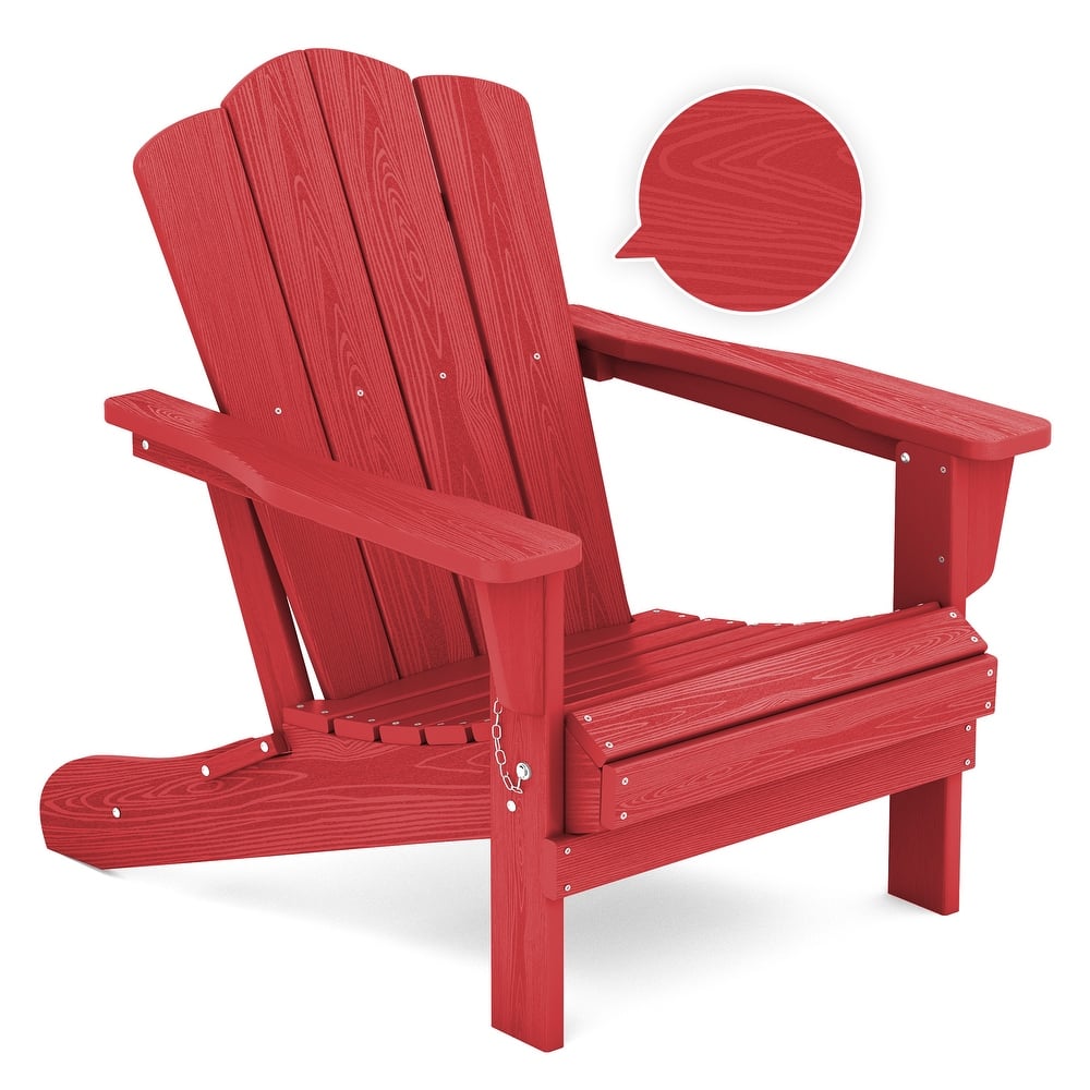 Plastic Folding Outdoor Patio Adirondack Chair With Slat Seat