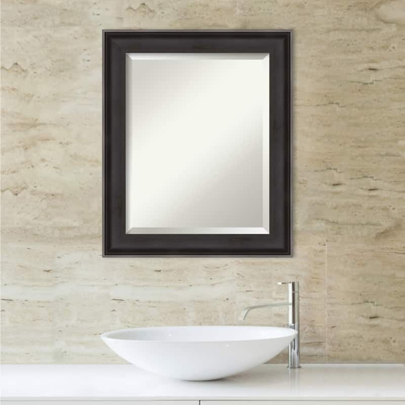 Beveled Wood Bathroom Wall Mirror - Allure Charcoal Frame