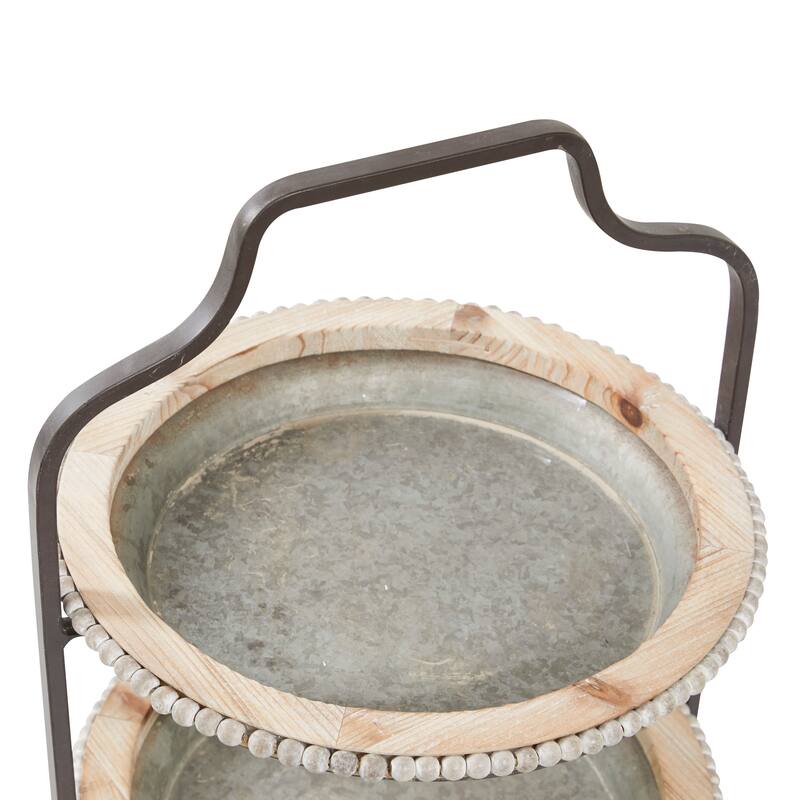 Gray Metal Beaded 2 Level Tiered Server - 16 x 15 x 20
