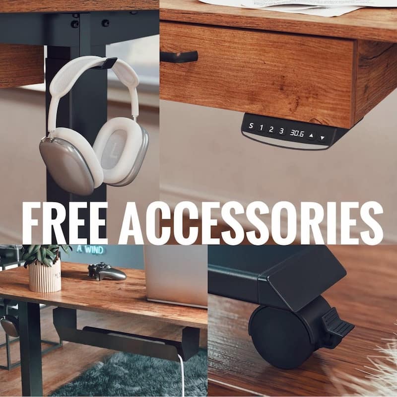 FEZIBO/Home Office Furniture/Wood/Standing Desk With 2 Drawers/Desks