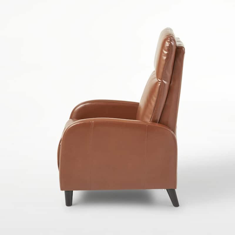 Roomfitters 33.5" Wide Faux Leather Push Back Standard Recliner, Brown