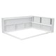 preview thumbnail 8 of 7, White Full Size Wood Floor Bed with L-shaped Bookcases, sliding doors, without slats