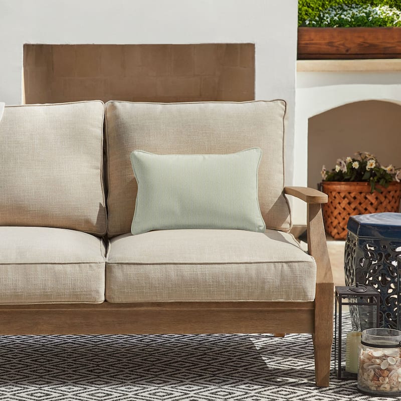 Sunbrella Textured Indoor/Outdoor Corded Lumbar Pillow (Single) - 12 in H x 18 in W x 6 in D - Revive Stem