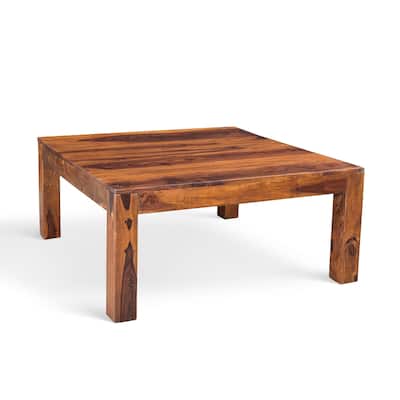 Handmade Cube Low Square Coffee Table (India) - 15.75" x 35.5" x 35.5"