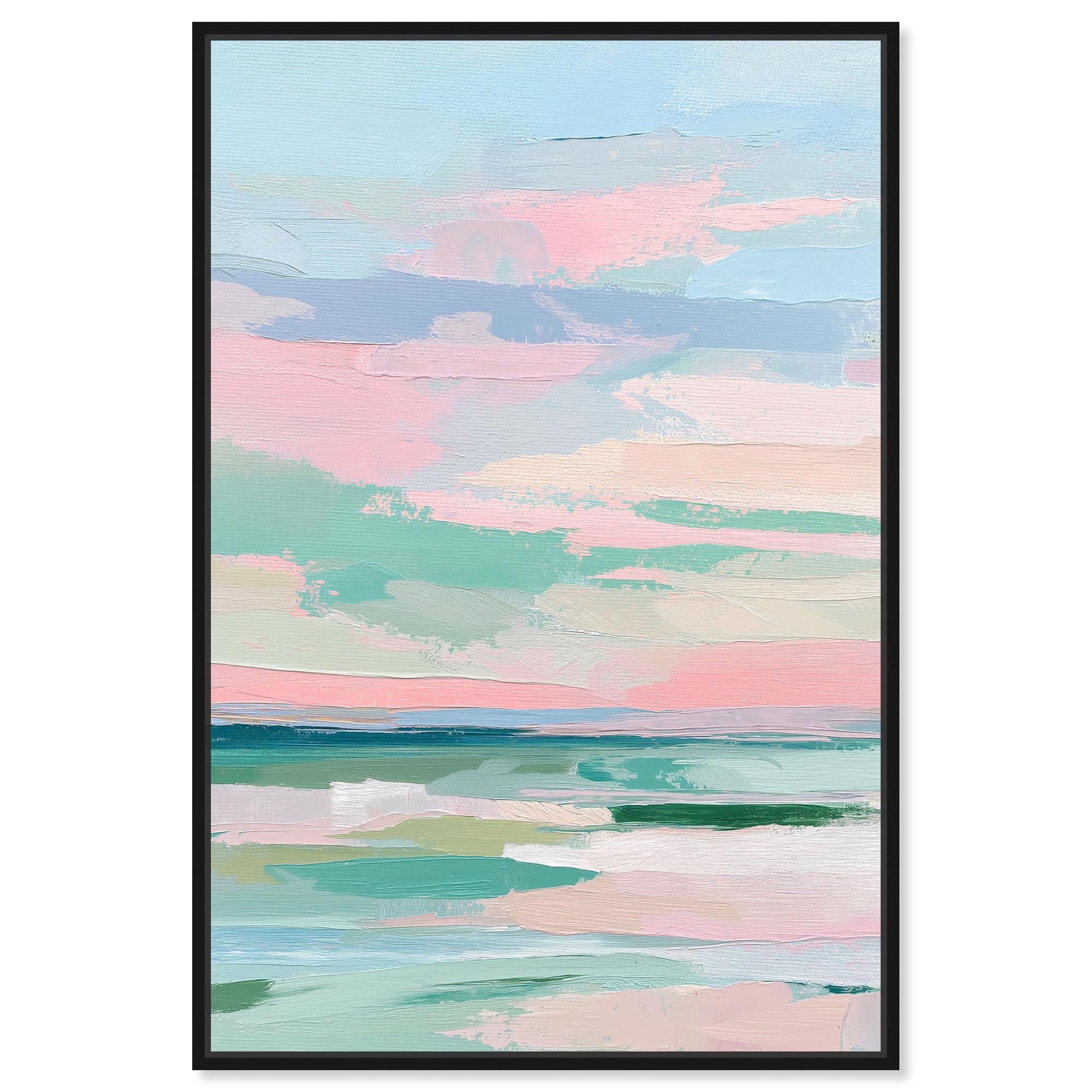 Blush Ocean II Pastel Coastal Art Framed Canvas Print by Art Remedy