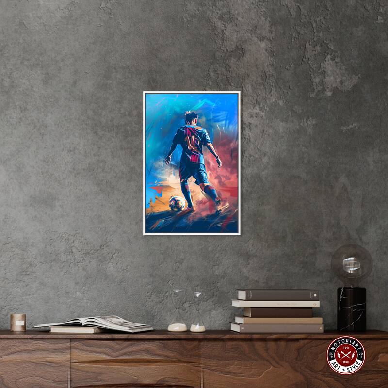 Notoriart Bold And Colorful Soccer Player Framed Soccer 1 Piece Canvas Wall Art
