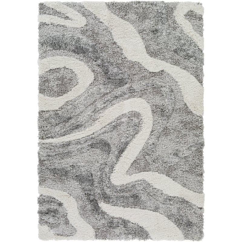 Livabliss Corinne Modern Swirl Plush Shag Area Rug
