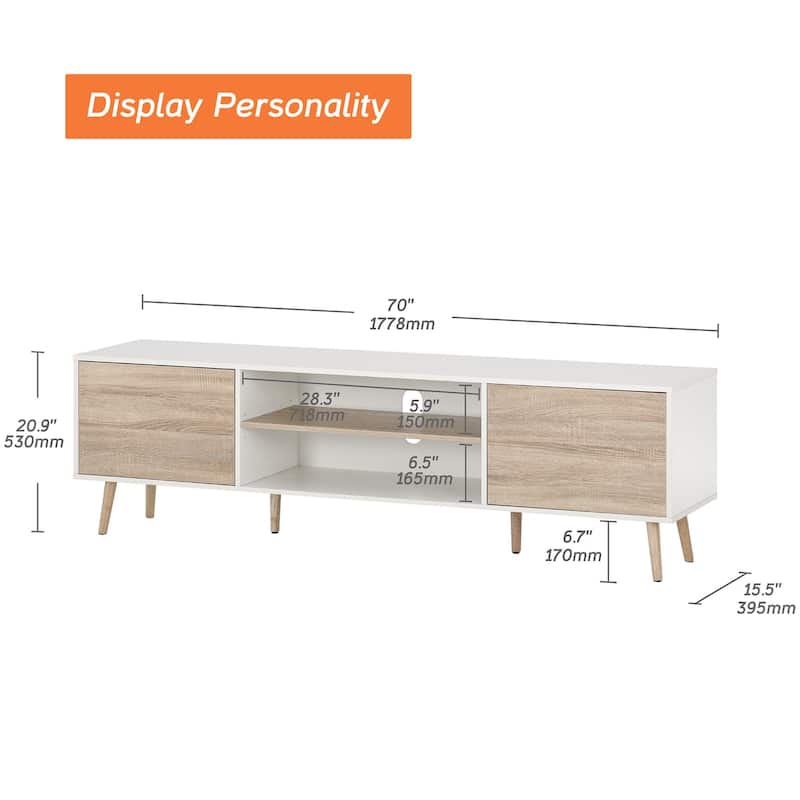 TV Stand for 60 inch TV Entertainment Center,White & Oak-53 inch