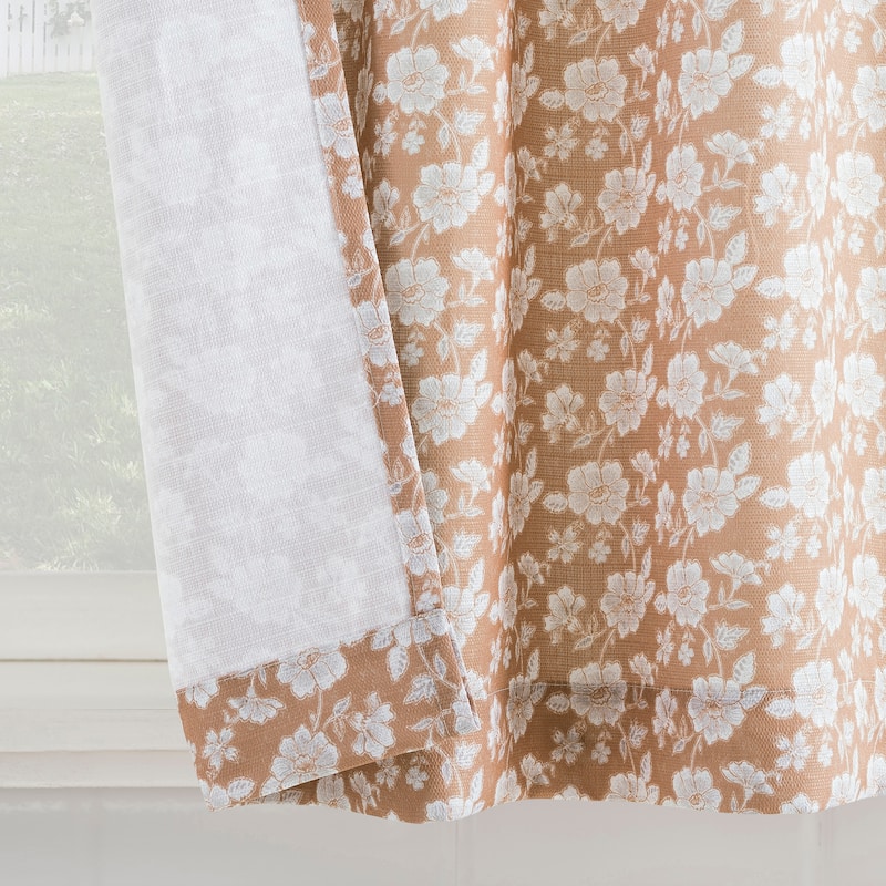No. 918 Mistral 2-pack Floral Semi-Sheer Rod Pocket 2-Piece Kitchen Curtain Tier Pair