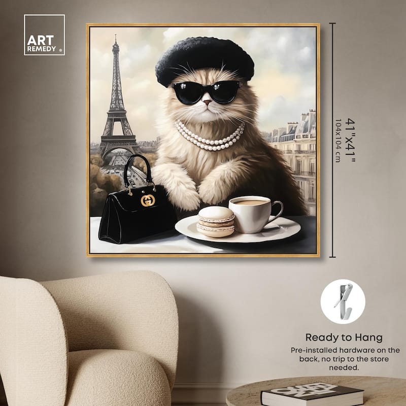 Cat in Paris Treats Canvas by Art Remedy