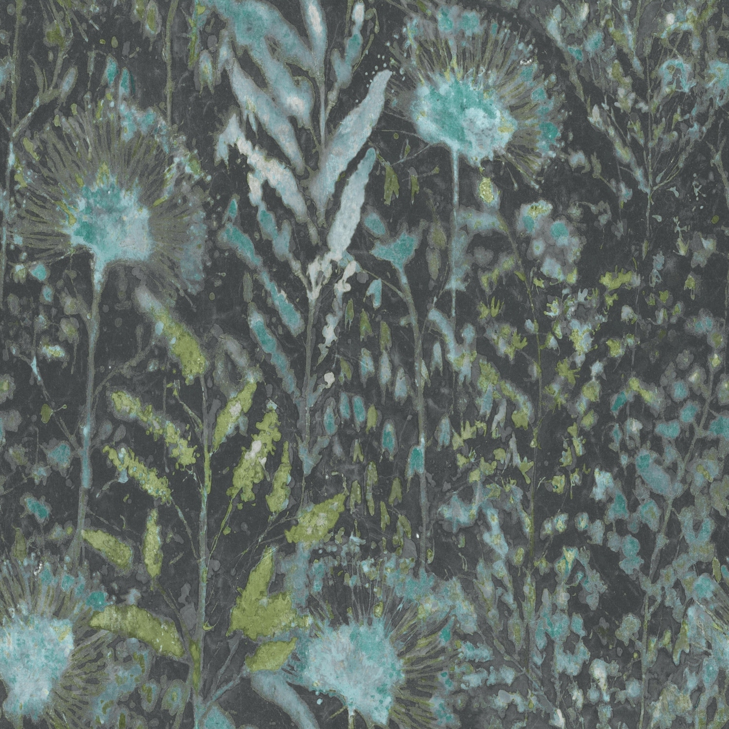 RoomMates Teal & Black Dandelion Peel and Stick Wallpaper