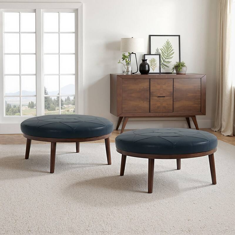 Oversized Full-Grain Genuine Italian Leather Ottoman