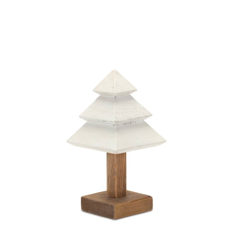 Tiered Pine Tree Tabletop Decorations - 21" - White and Brown - Set of 2