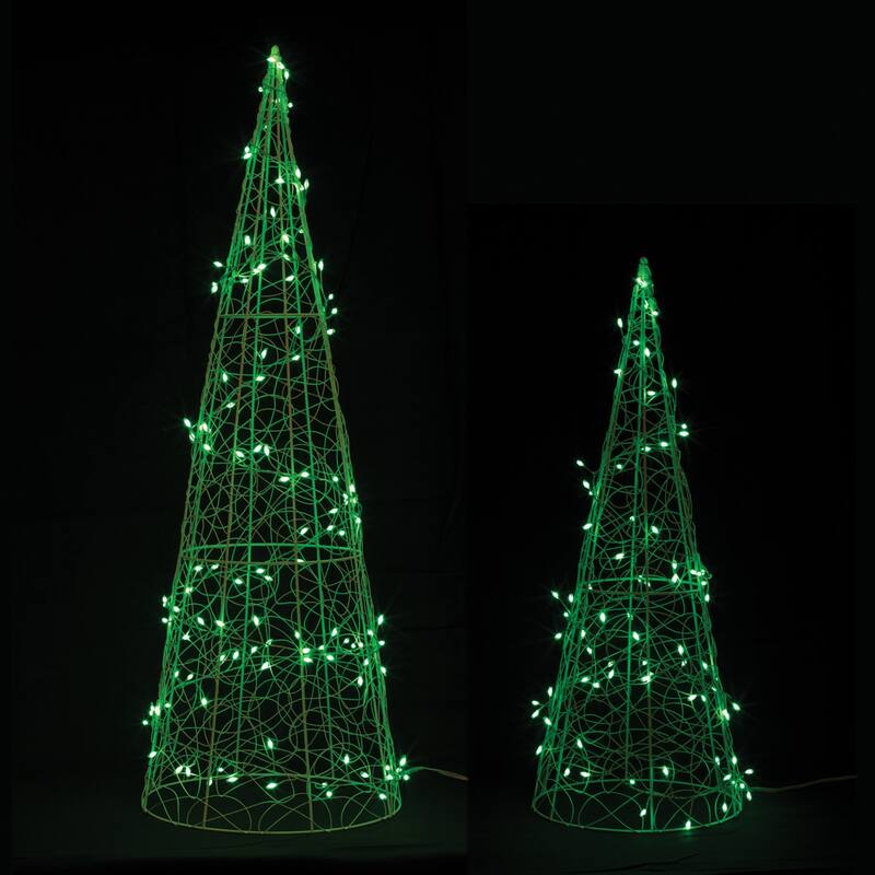 LED Lighted Christmas Cone Trees - 34.75" - Multicolor - Set of 2