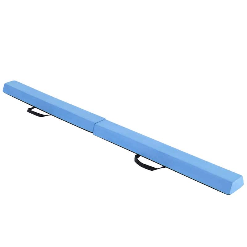 7 FT Folding Balance Beam Foam Floor Gymnastic Beam w/ Carry Handles - Blue