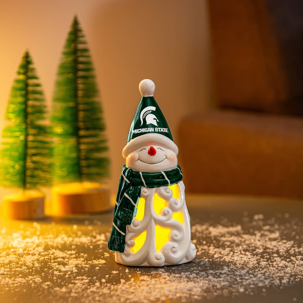 Michigan State University Snowman LED Garden Statuary, 8"