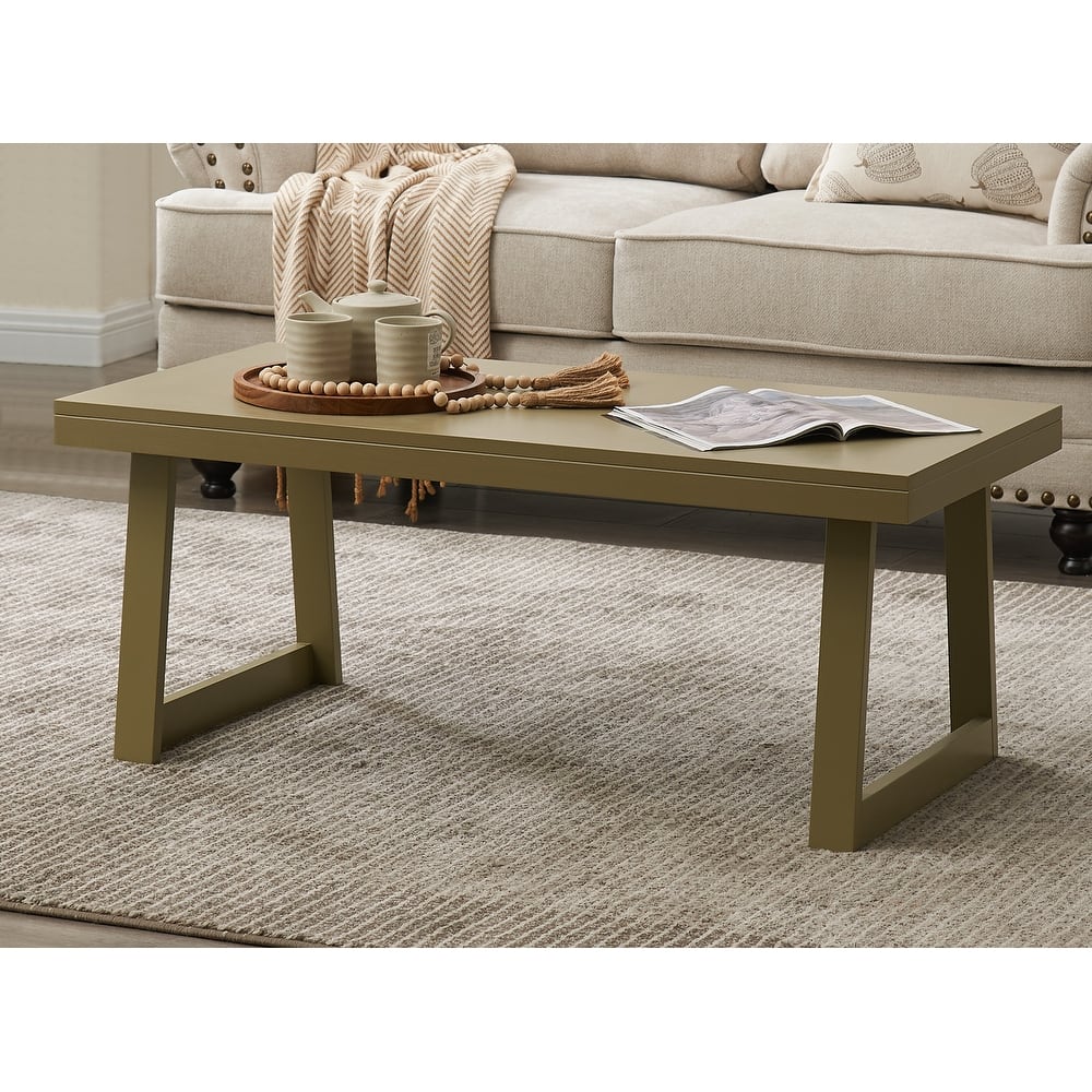 Charlie Modern Wood Coffee Table with Open Storage Shelf - 40"L x 20"W x 17"H