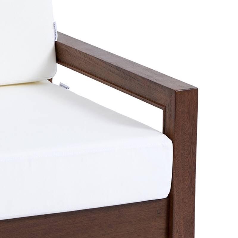 Patio Teak Wood Outdoor Arm Chair with Cushion