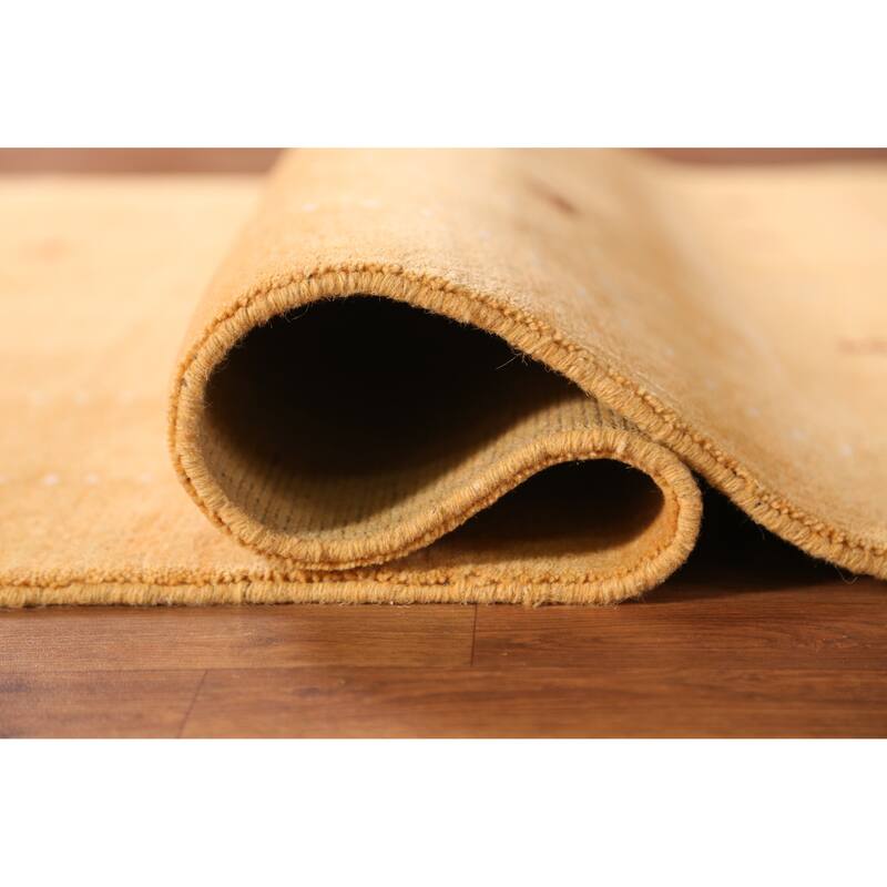 Gold Animals Gabbeh Indian Rug Handmade Wool Carpet - 4'8" x 6'3"