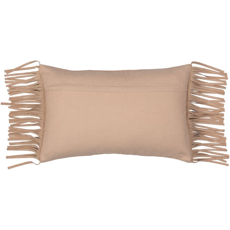 Sascha Suede Subtle Striped Throw Pillow with Long Fringe