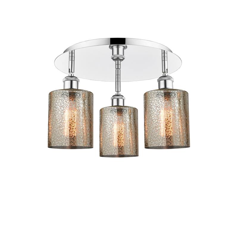 Innovations Lighting Cobbleskill - 3 Light 17" Flush Mount - Mercury/Polished Chrome