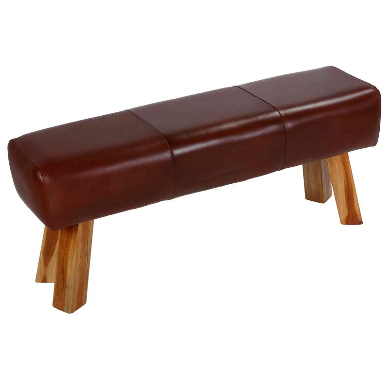Bare Decor Lika Bench Genuine 100% Leather, Brown