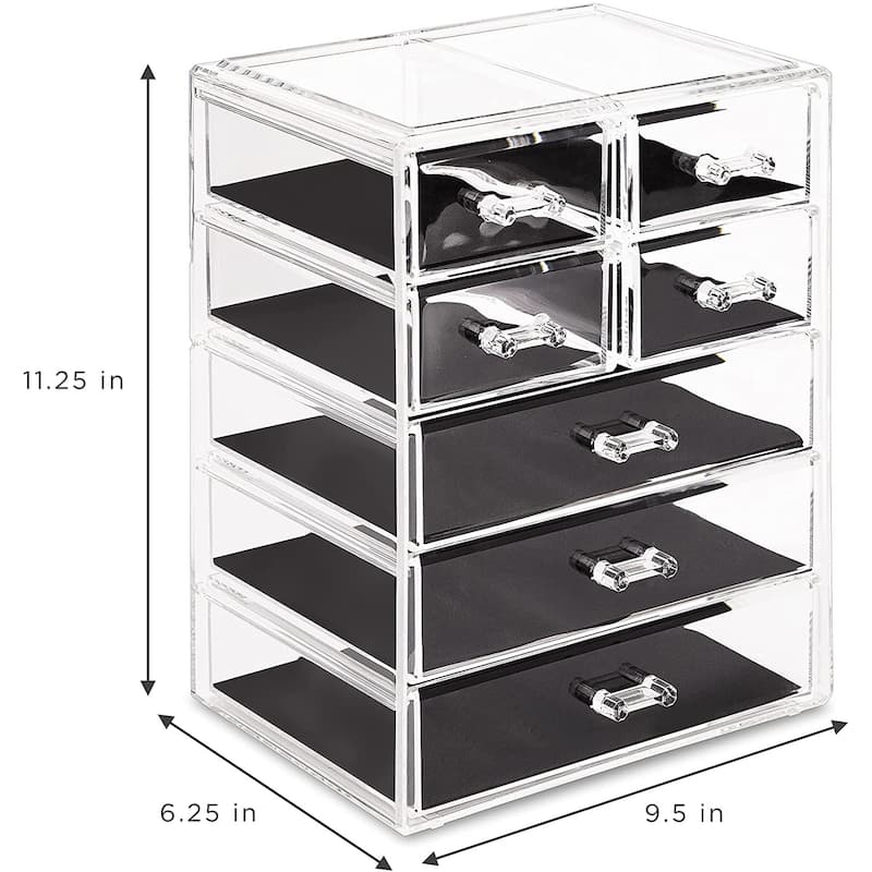 Sorbus Cosmetics and Jewelry Big Storage Case Display - Stylish Vanity, Bathroom Case (3 Large, 4 Small Drawers)