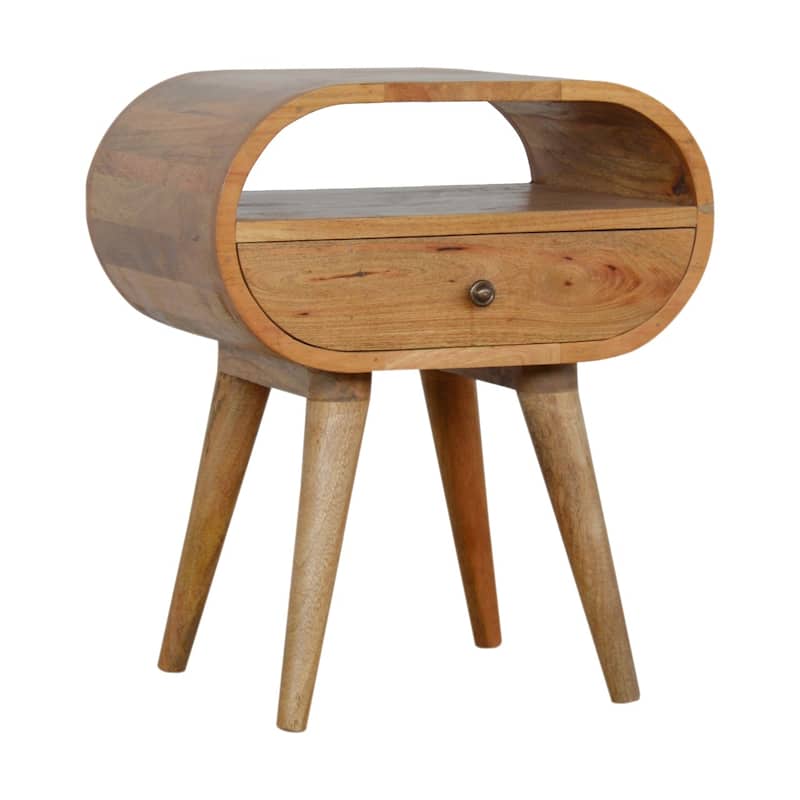 Artisan Furniture Solid Wood Circular Open Slot Nightstand,1 Drawer with 1 Shelf