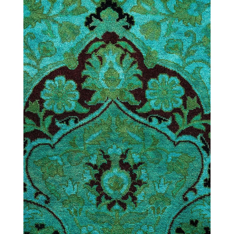 Overton Hand Knotted Wool Vintage Inspired Modern Contemporary Overdyed Blue Area Rug - 10' 2" x 16' 4"