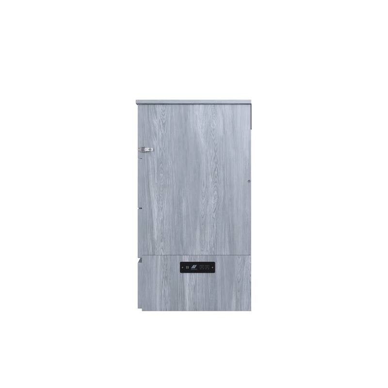 Deerfield Queen Murphy Bed Chest with 6" Mattress, Storage Drawer & Built-In Charger in Driftwood