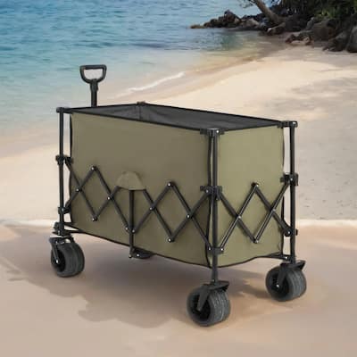 Beach Wagon with Big Wheels, Drink Holders, 300L Capacity, Foldable