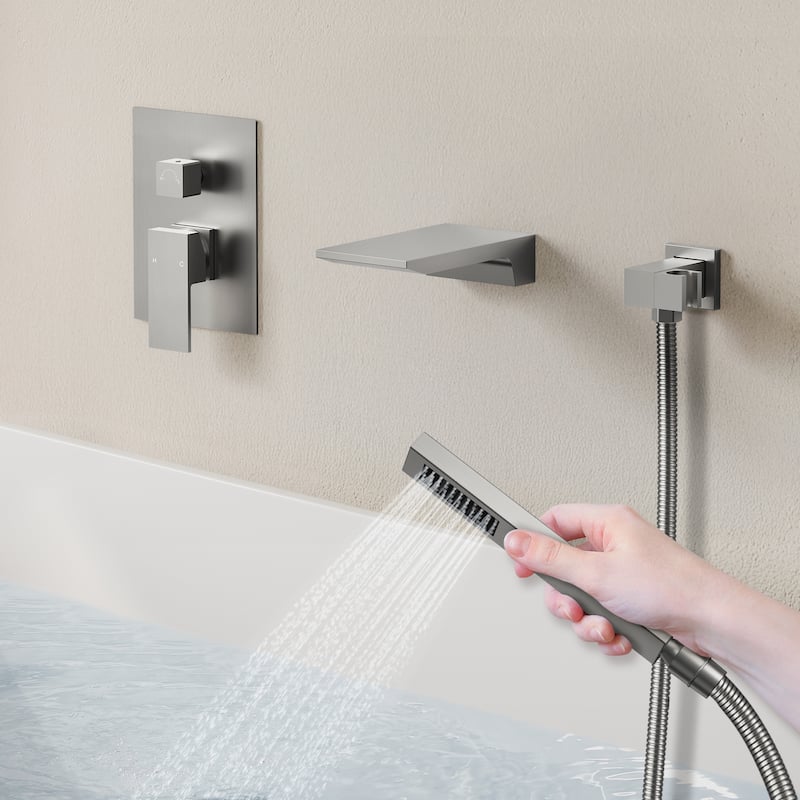 Tub And Shower Faucet Set Complete Shower System with Handheld Shower - Brushed Nickel