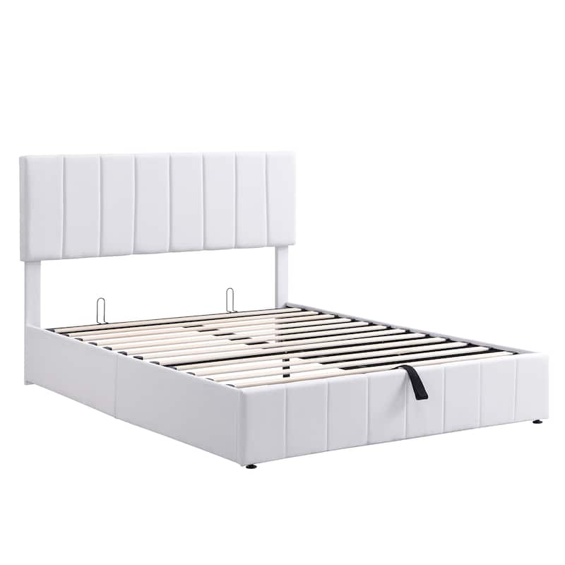 Upholstered Platform Bed with Hydraulic Storage System