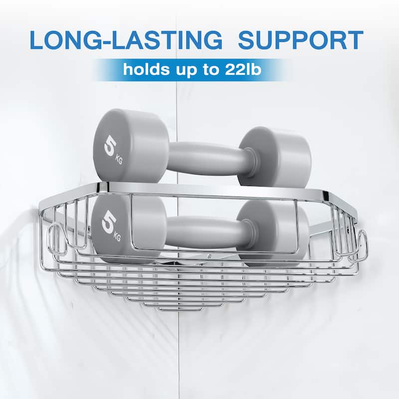 Wall Mounted Bathroom Shower Caddy Stainless Steel Shelf Basket