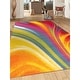 preview thumbnail 9 of 18, World Rug Gallery Modern Contemporary Waves Multicolored Non-slip Non-skid Area Rug