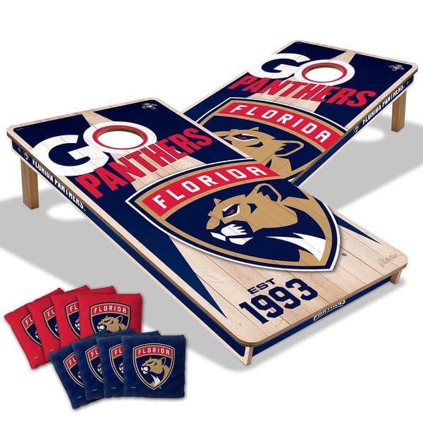 slide 2 of 7, Florida Panthers NHL 2x4 Cornhole Board Set Include Carrying Case