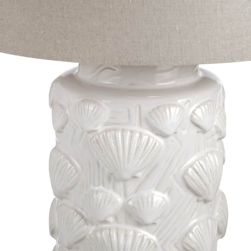 White Ceramic Coastal Table Lamp with Shade - 11" x 11" x 23"