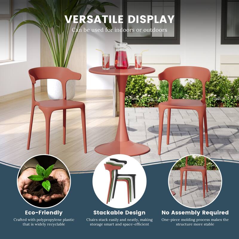 Frond and Form Outdoor Patio Modern Stacking Dining Side Chair (Set of 4)