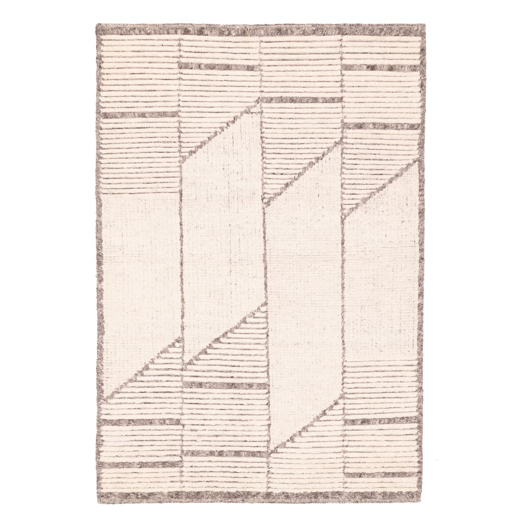 ECARPETGALLERY Hand-knotted Tangier Cream Wool Rug - 5'1 x 7'9