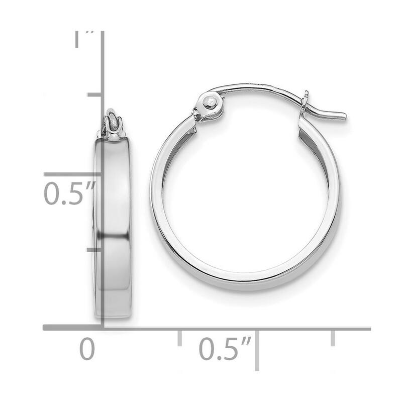 Curata 14k White Gold Polished Hoop Earrings - 14x16mm