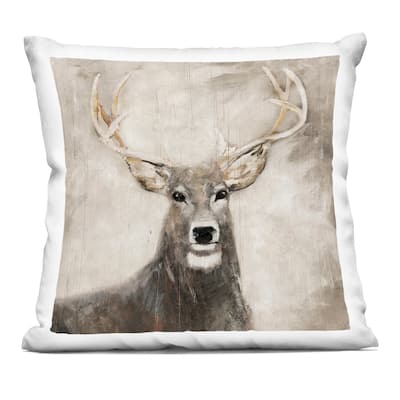 Stupell Gazing Deer in Neutrals Decorative Printed Throw Pillow Design by Sally Swatland