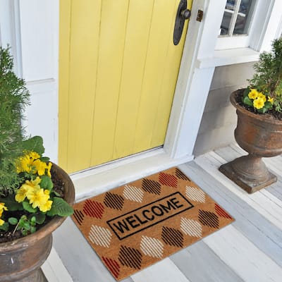 George Towne Living-OVERSIZED, 24x36 Outdoor Coir Mat-Welcome Diamonds