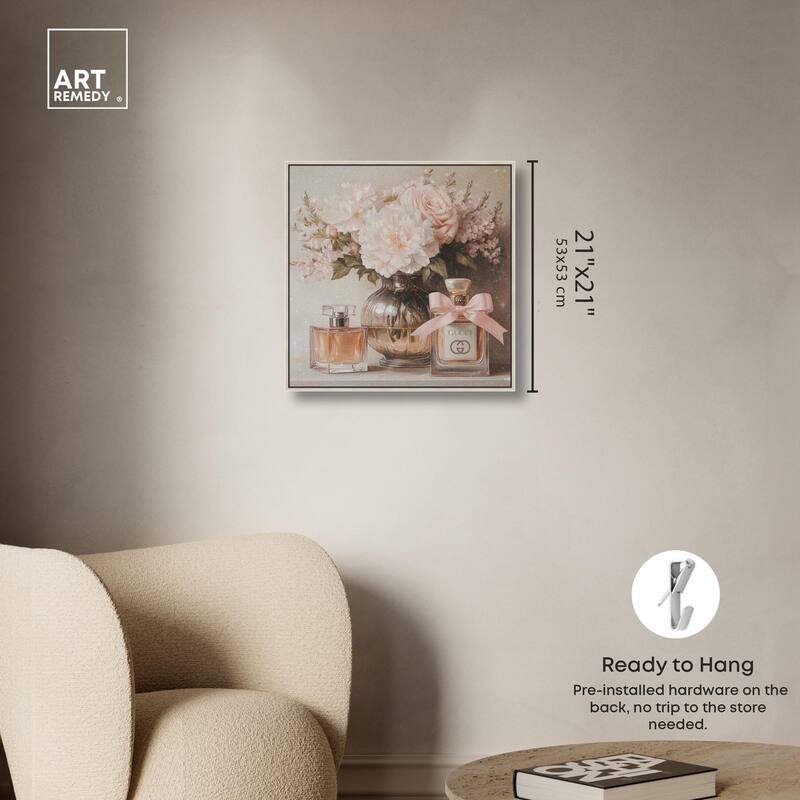 Peach Perfume Flowers in Vase Canvas by Art Remedy