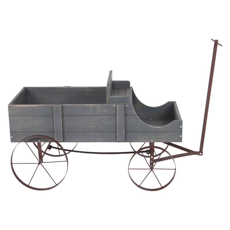 Goldcast Rustic Wagon Garden Planter with Metal Wheels