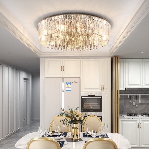 Crystal Ceiling Light Fixtures with E14 Base Round Chandelier
