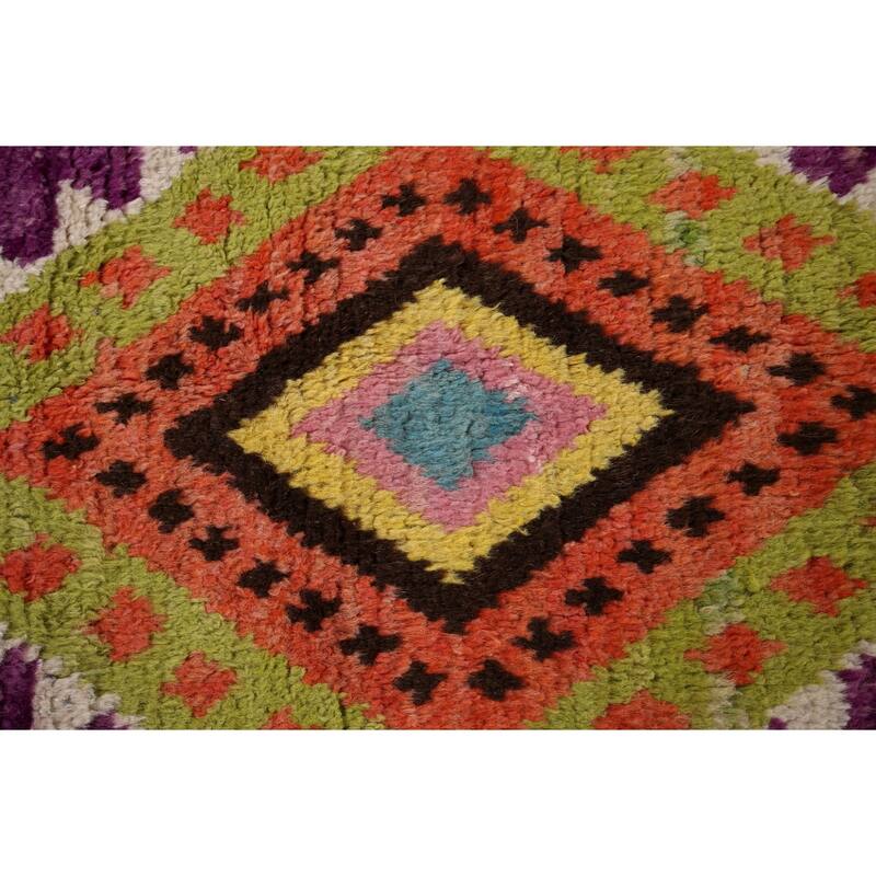 Purple Plush Moroccan Oriental Area Rug Handmade Wool Carpet - 6'1" x 9'5"